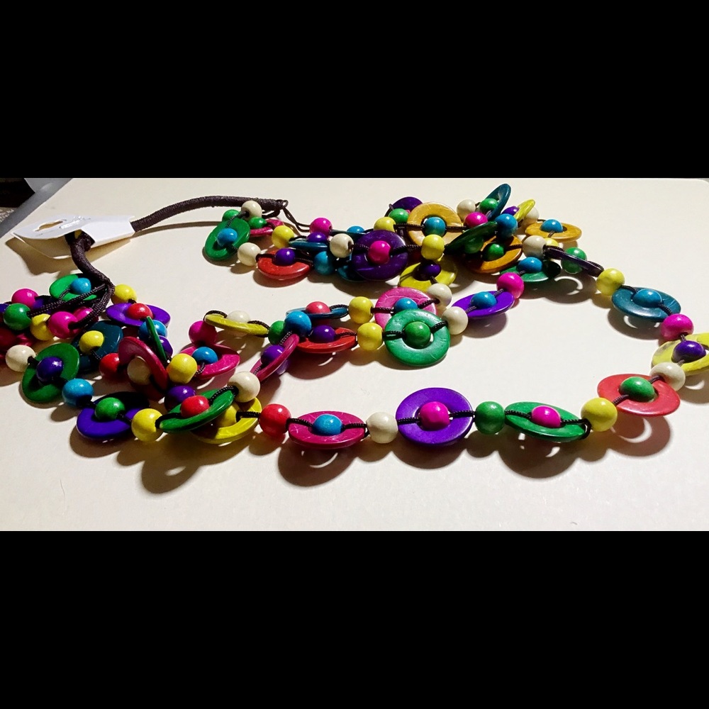 Wooden beads necklace very colorful